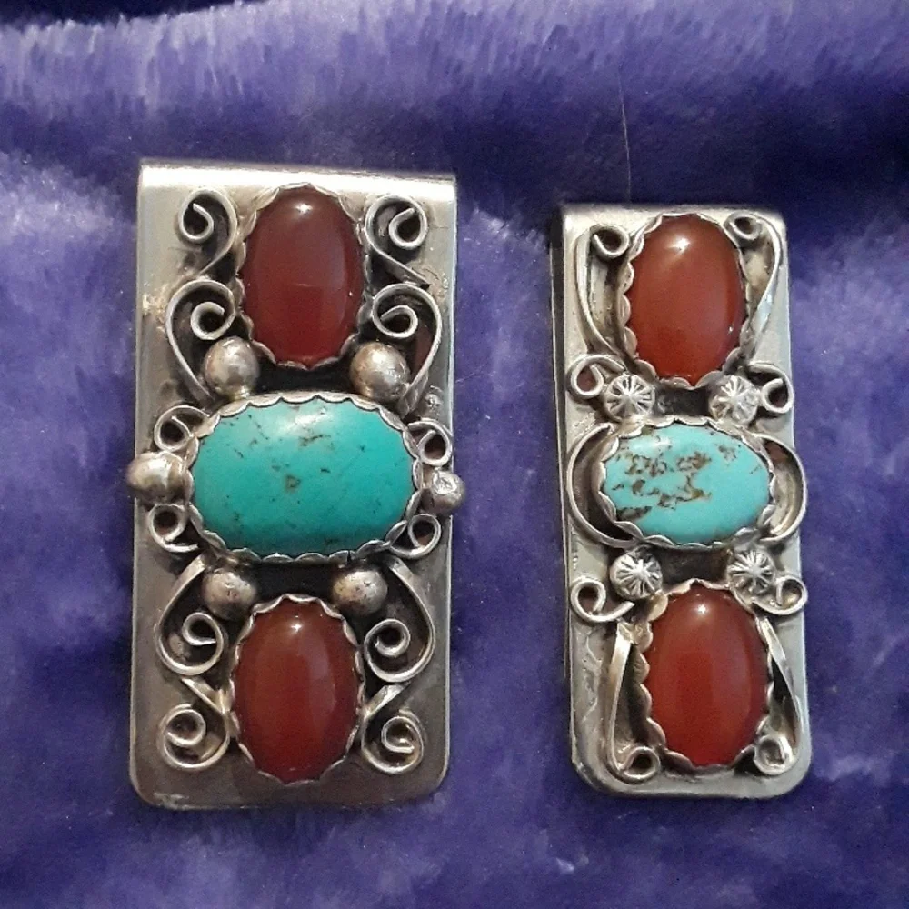 Copy- His & Hers Navajo Sterling silver money clips New
